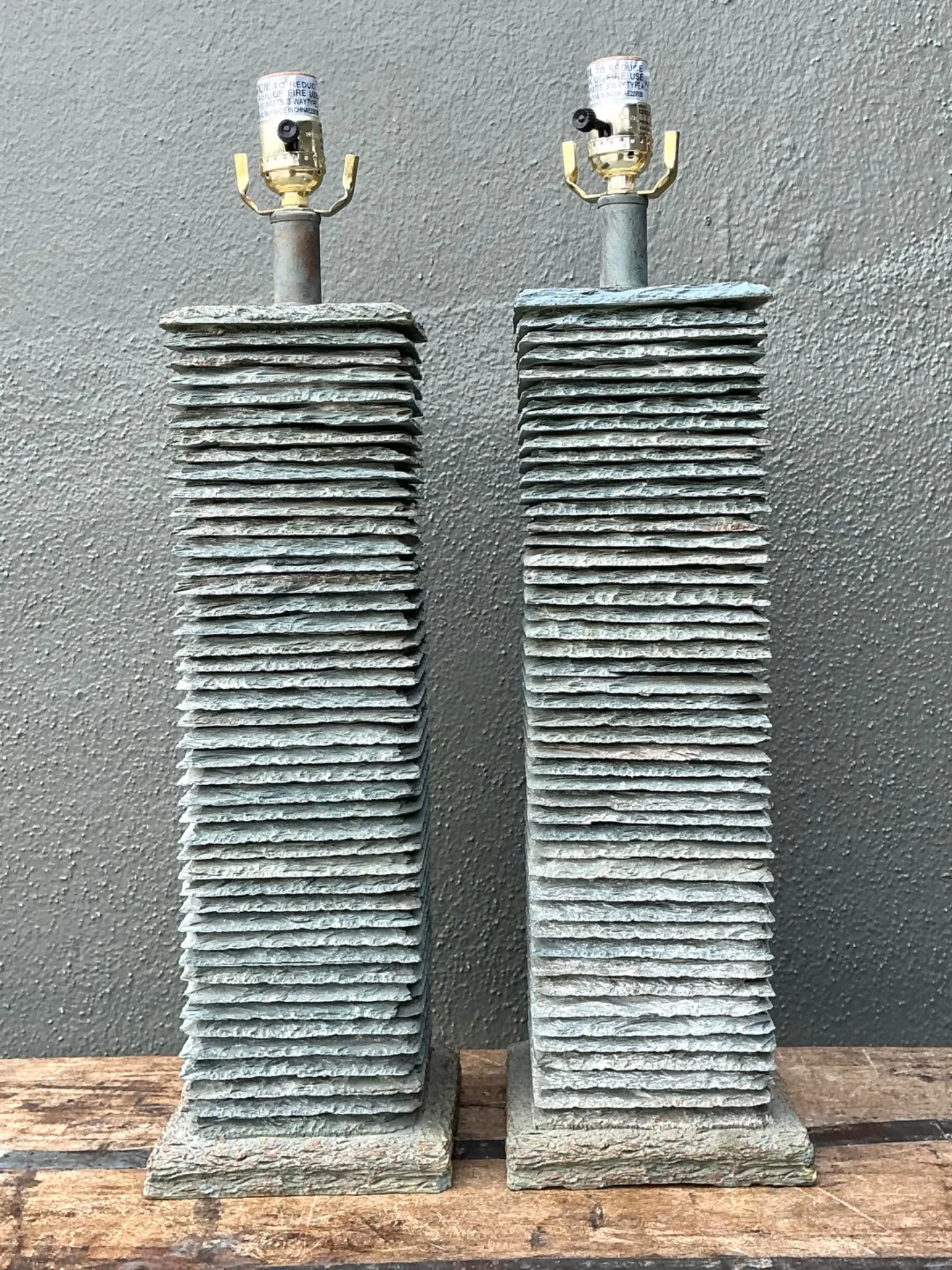 Vintage Stacked Stone Table Lamps - Pair — additional photo 6