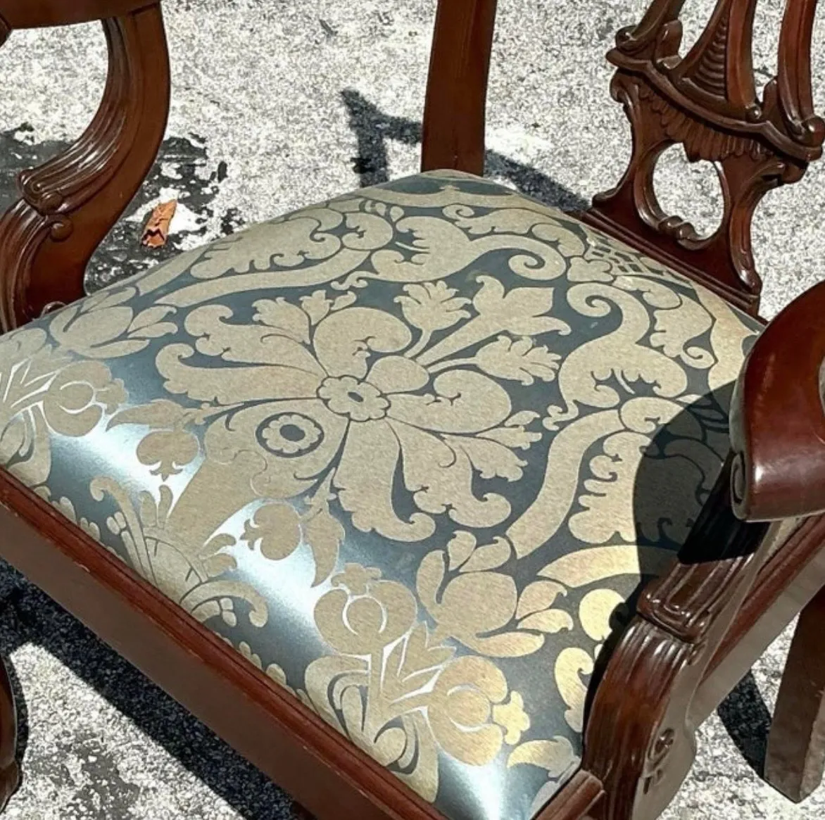 Vintage Ball and Claw Chippendale Dining Chairs In Fortuny - Set Of 8 — additional photo 3