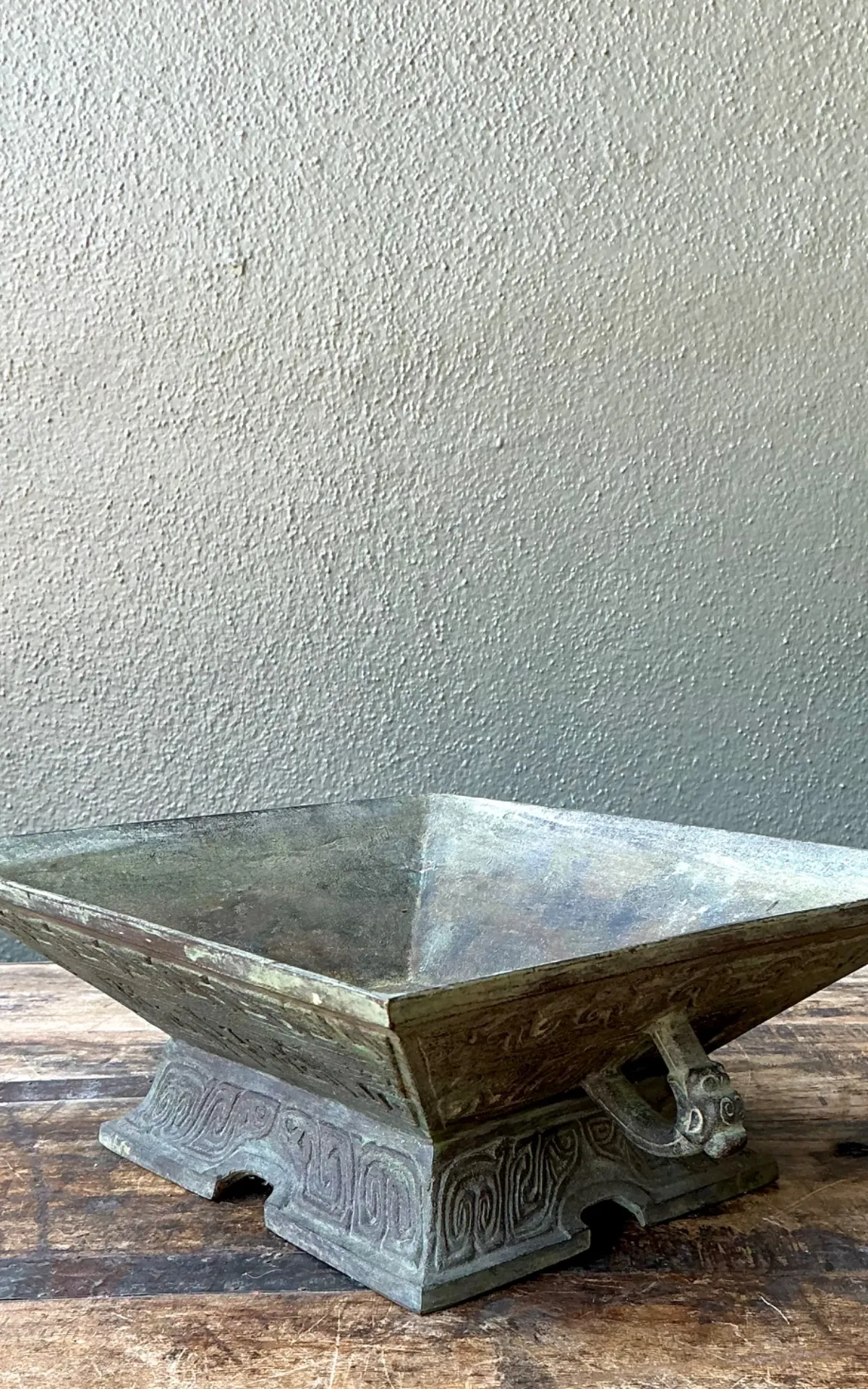 Vintage Etched Bronze Decorative Bowl — additional photo 8