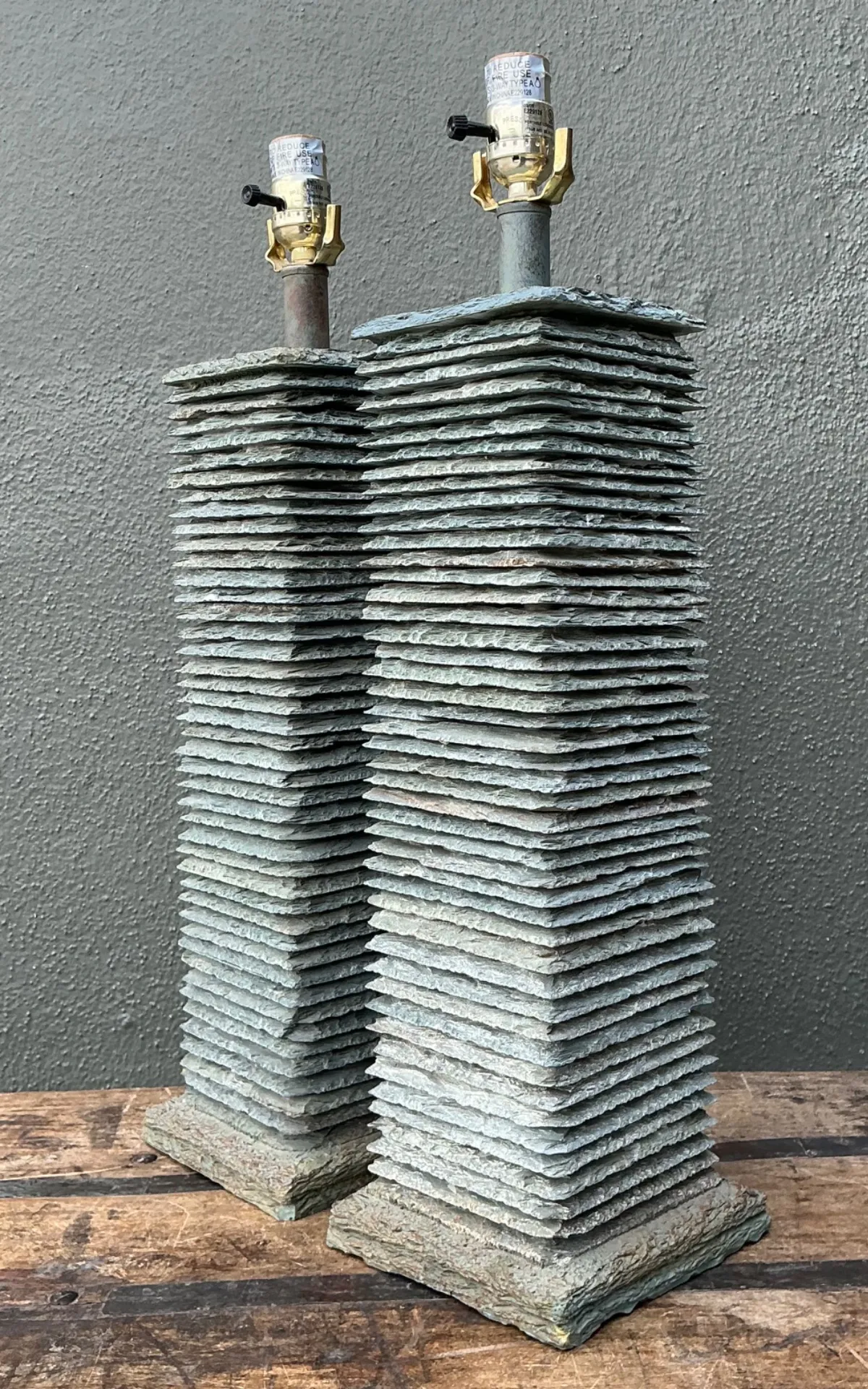 Vintage Stacked Stone Table Lamps - Pair — additional photo 5