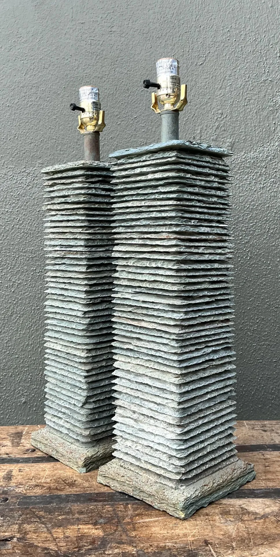 Vintage Stacked Stone Table Lamps - Pair — additional photo 2
