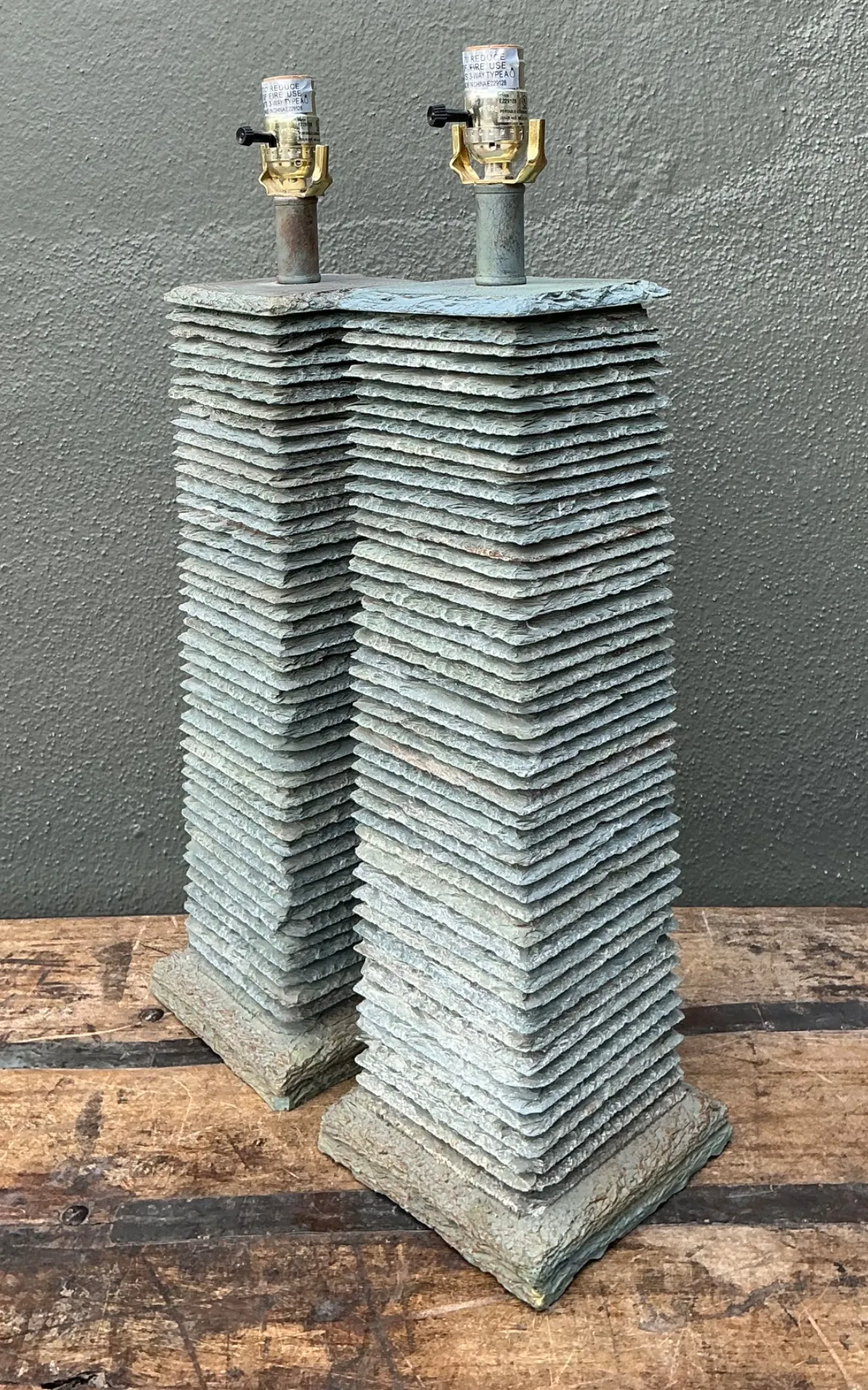 Vintage Stacked Stone Table Lamps - Pair — additional photo 3