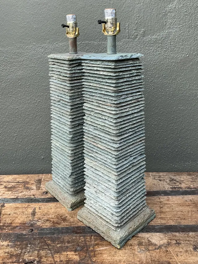 Vintage Stacked Stone Table Lamps - Pair — additional photo 3