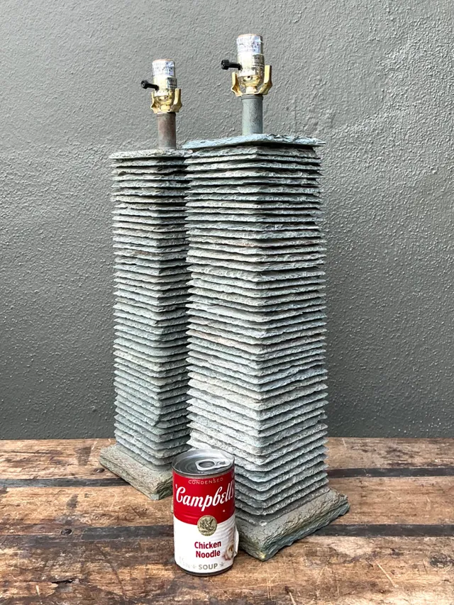 Vintage Stacked Stone Table Lamps - Pair — additional photo 1