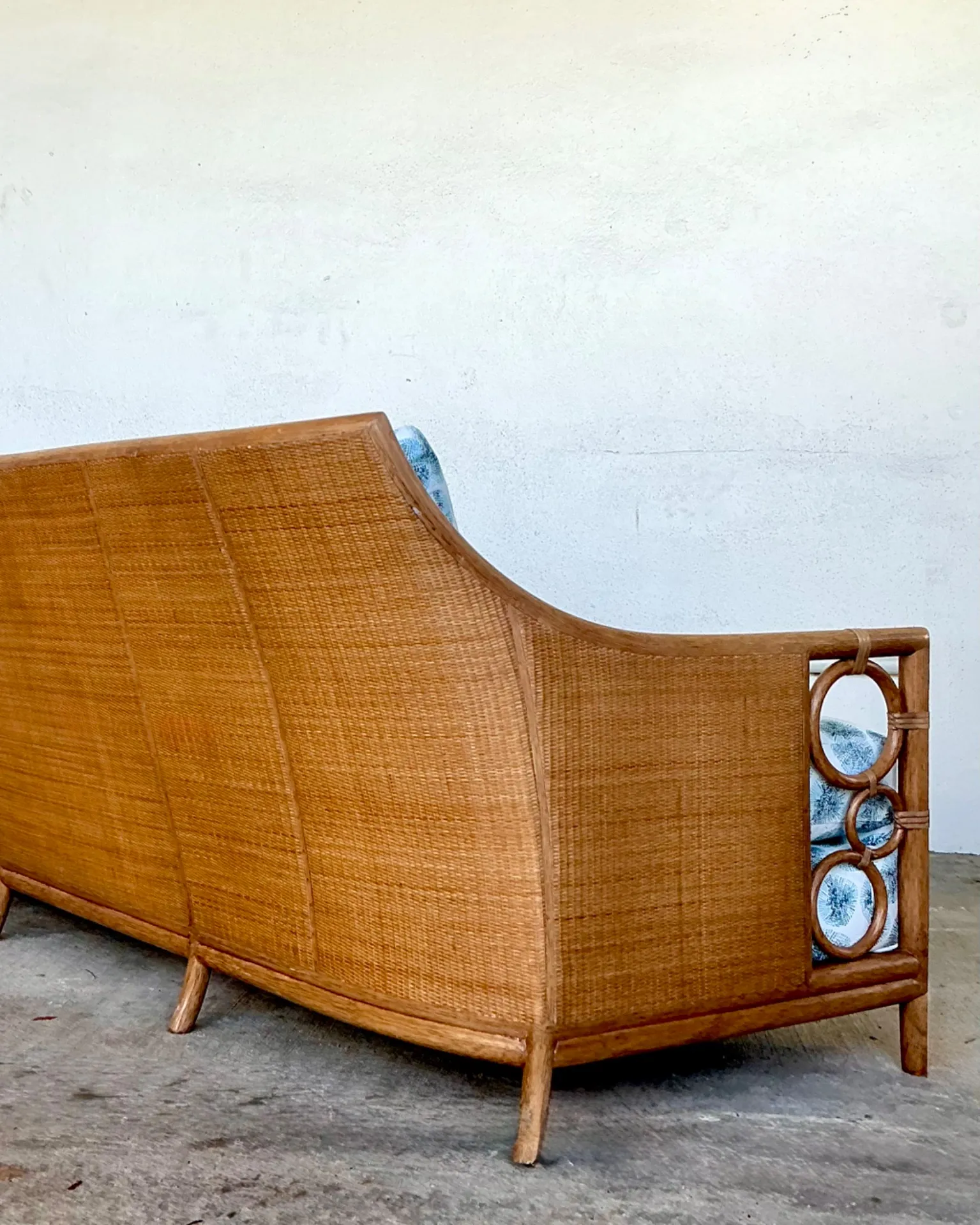 Vintage McGuire Rattan Sofa In Peter Fasano For John Roselli “Sconcett” — additional photo 5
