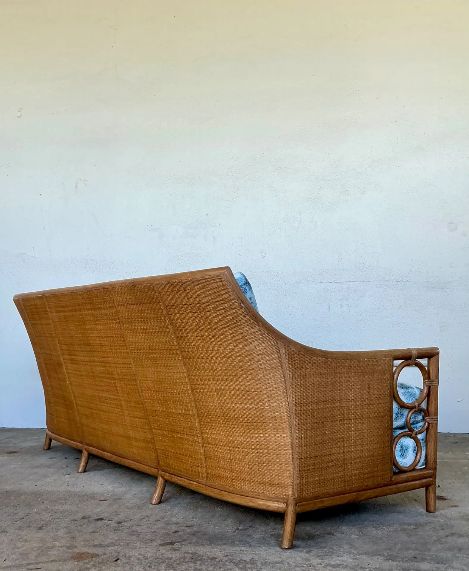 Vintage McGuire Rattan Sofa In Peter Fasano For John Roselli “Sconcett” — additional photo 8