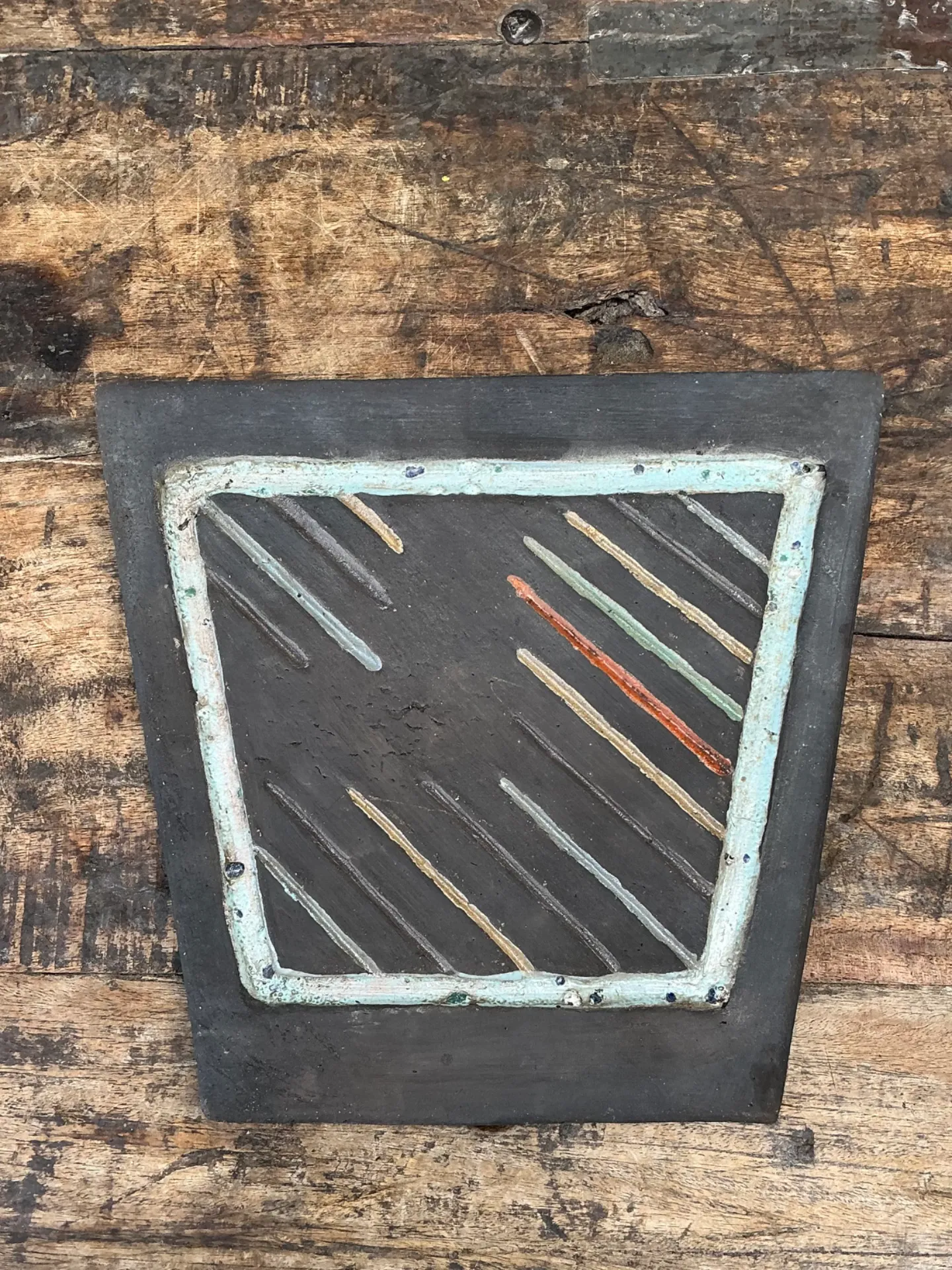 Vintage Geometric Patterned Ceramic Tile — additional photo 3