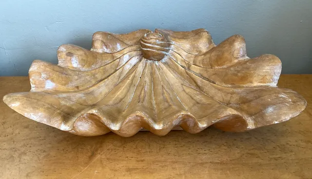 Vintage Carved Wood Clam Shell Bowl — additional photo 8