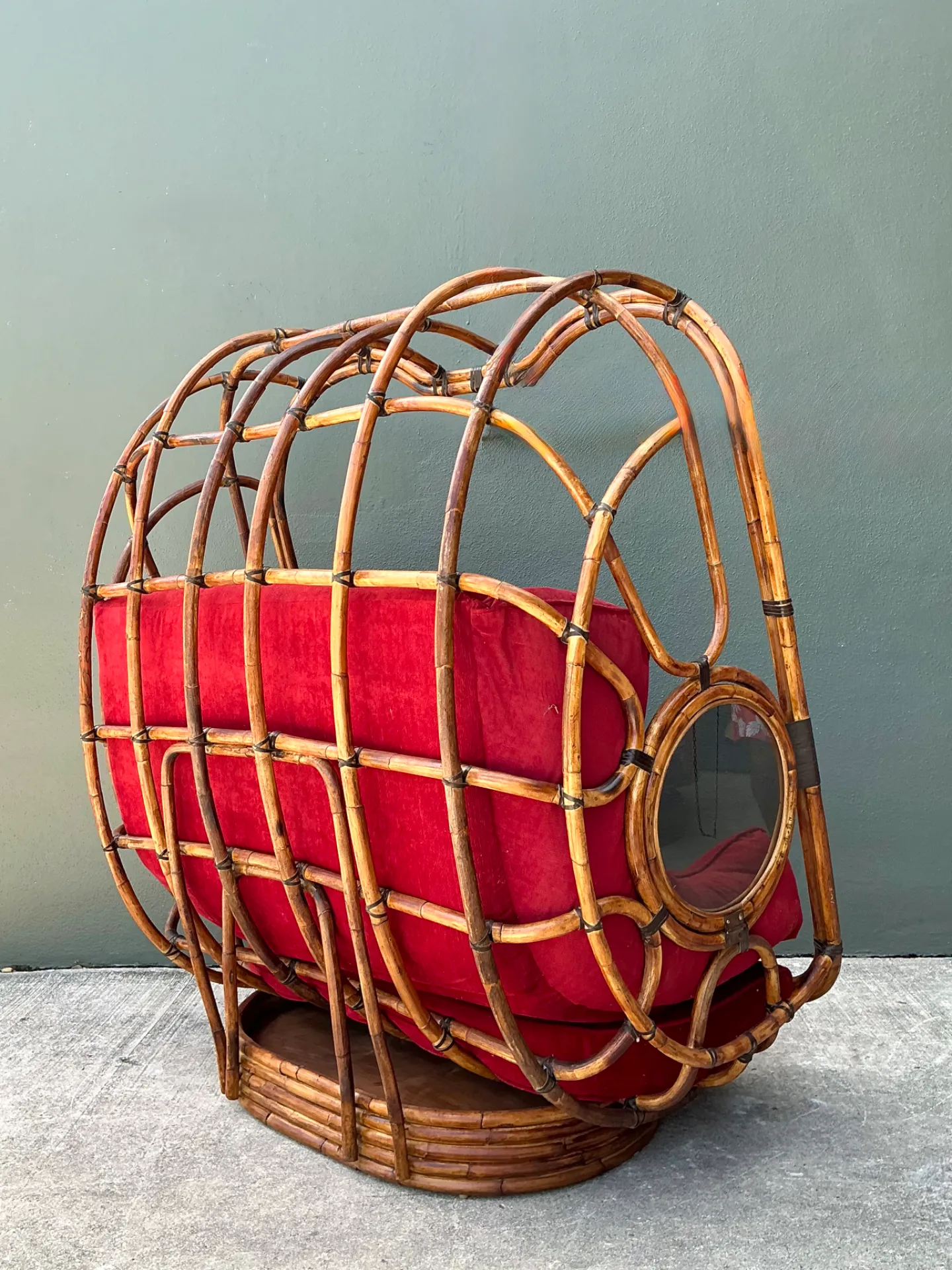 Vintage Boho Rattan Swivel Lounge Hooded Loveseat — additional photo 4