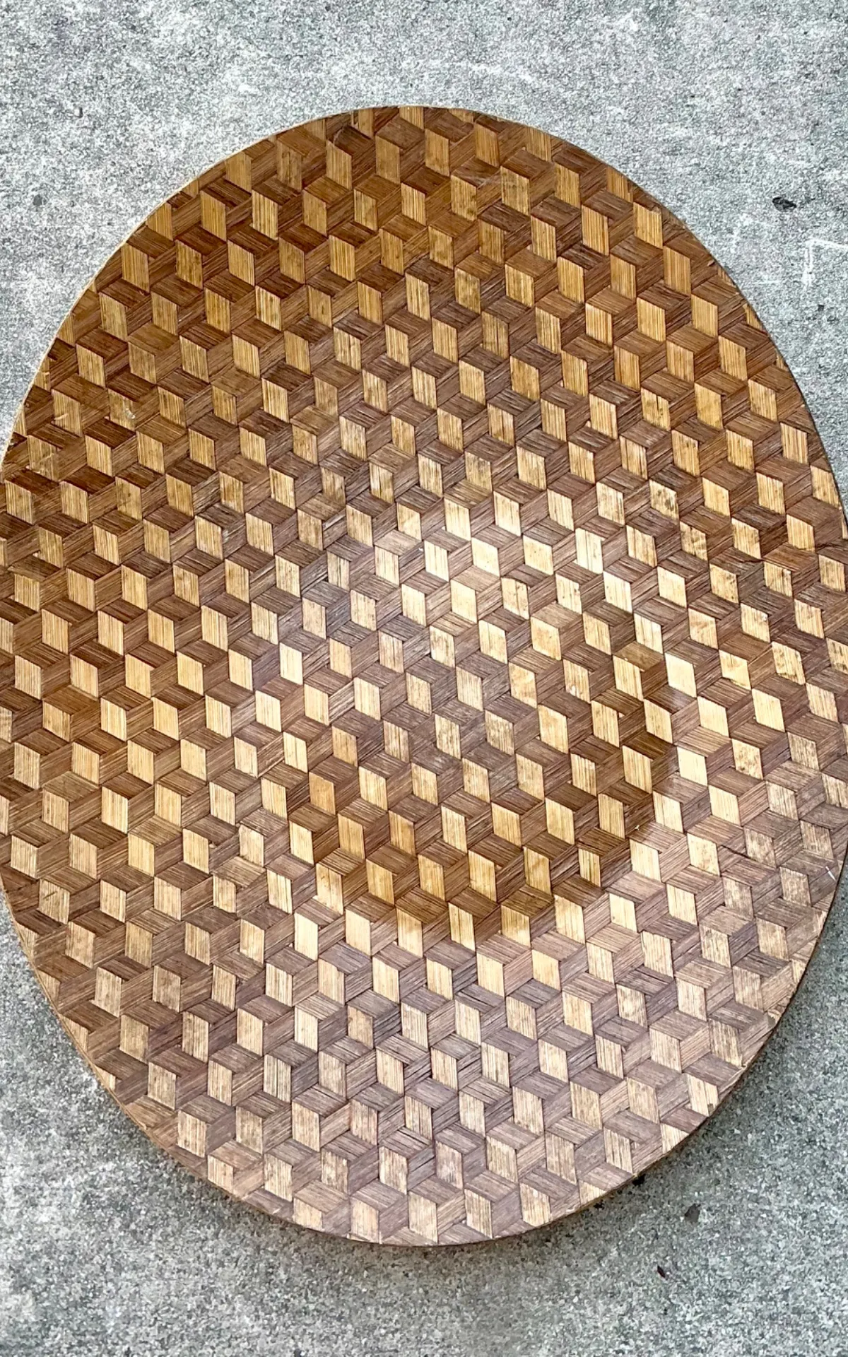 Vintage Geometric Wood Inlay Tray — additional photo 4