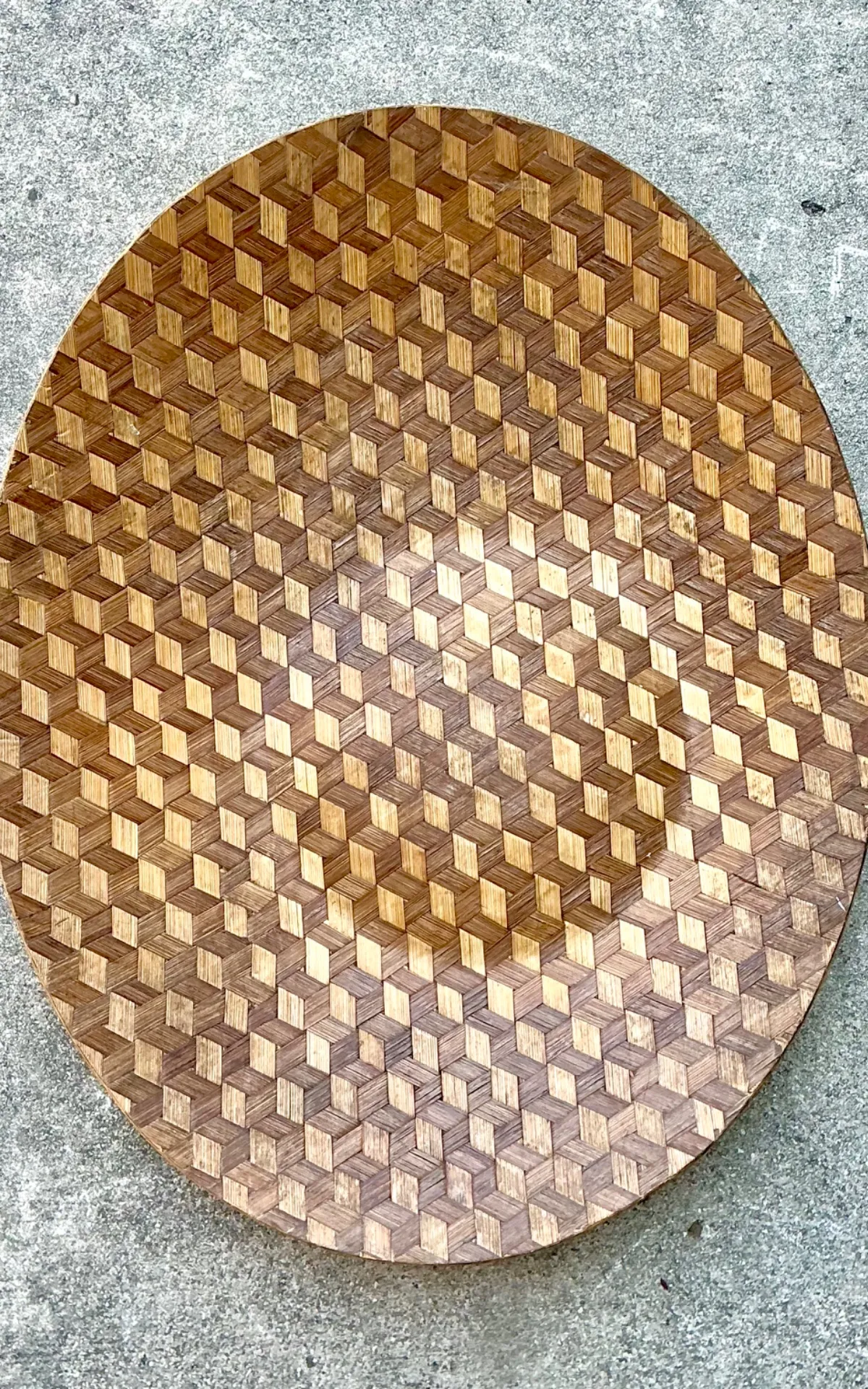 Vintage Geometric Wood Inlay Tray — additional photo 8
