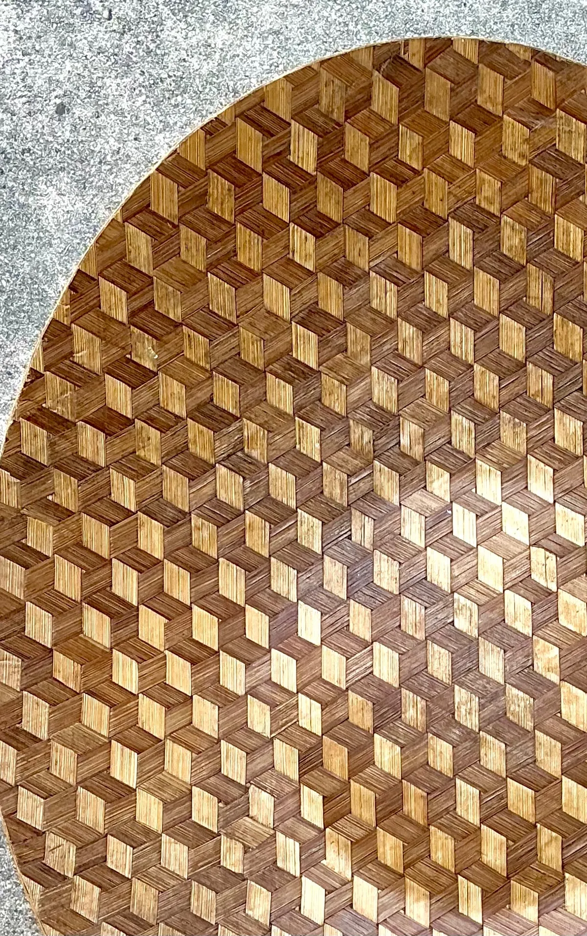 Vintage Geometric Wood Inlay Tray