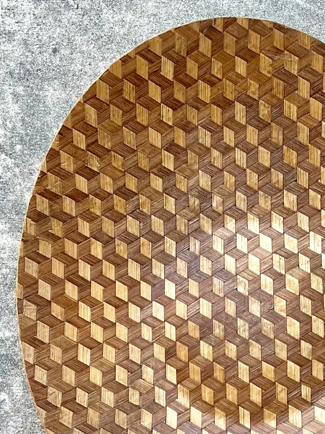 Vintage Geometric Wood Inlay Tray — additional photo 1