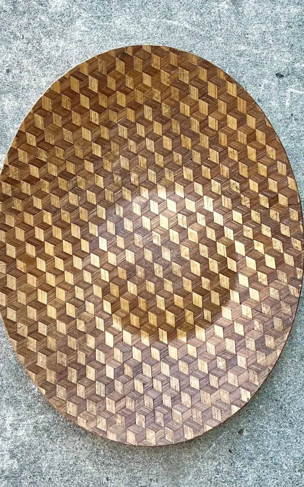 Vintage Geometric Wood Inlay Tray — additional photo 3