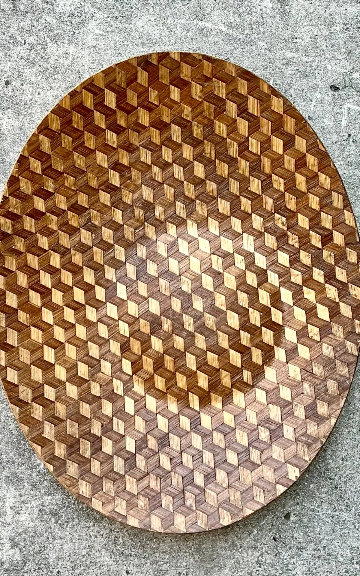Vintage Geometric Wood Inlay Tray — additional photo 5