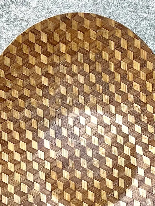 Vintage Geometric Wood Inlay Tray — additional photo 7