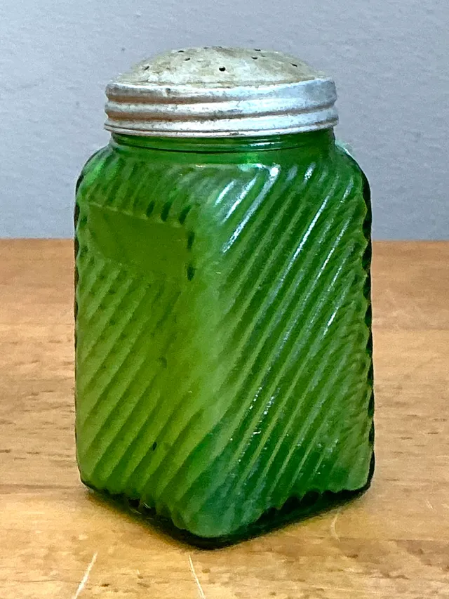 Vintage Textured Green Glass Shaker — additional photo 1