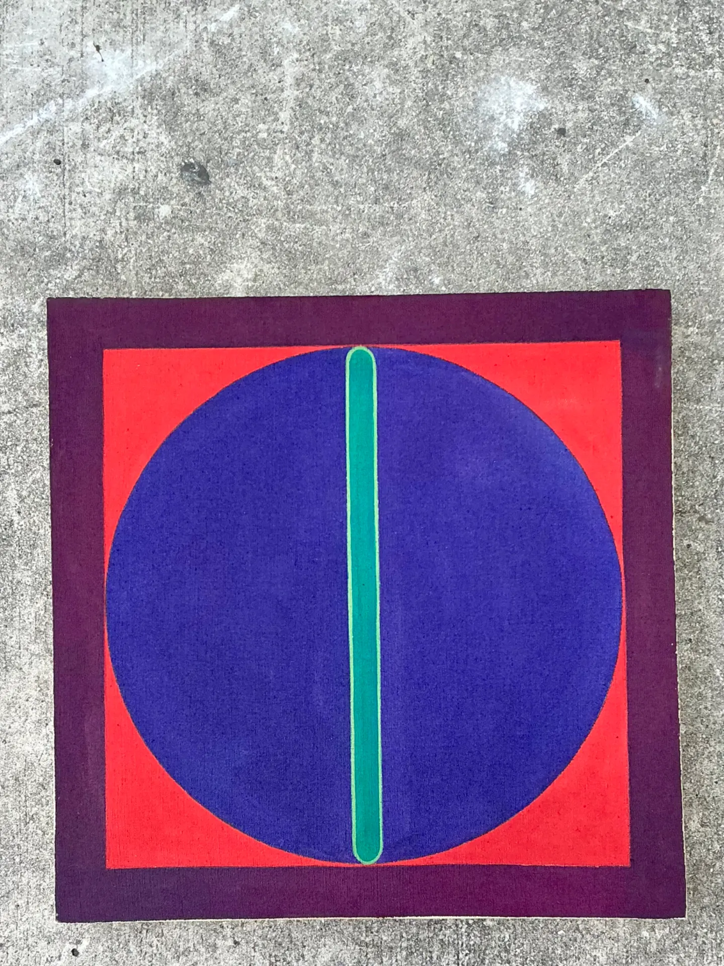 Vintage Geometric Abstract Painting On Canvas — additional photo 2