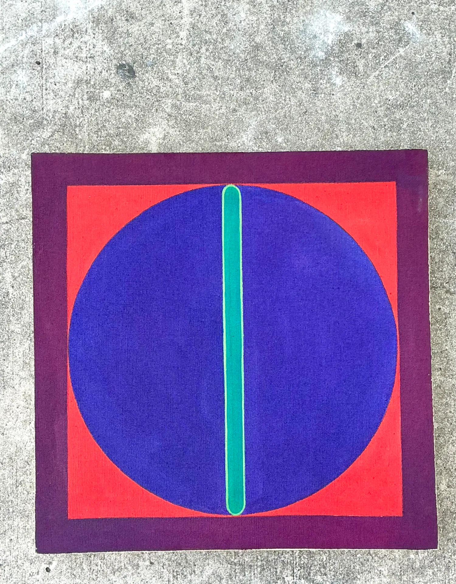 Vintage Geometric Abstract Painting On Canvas — additional photo 7