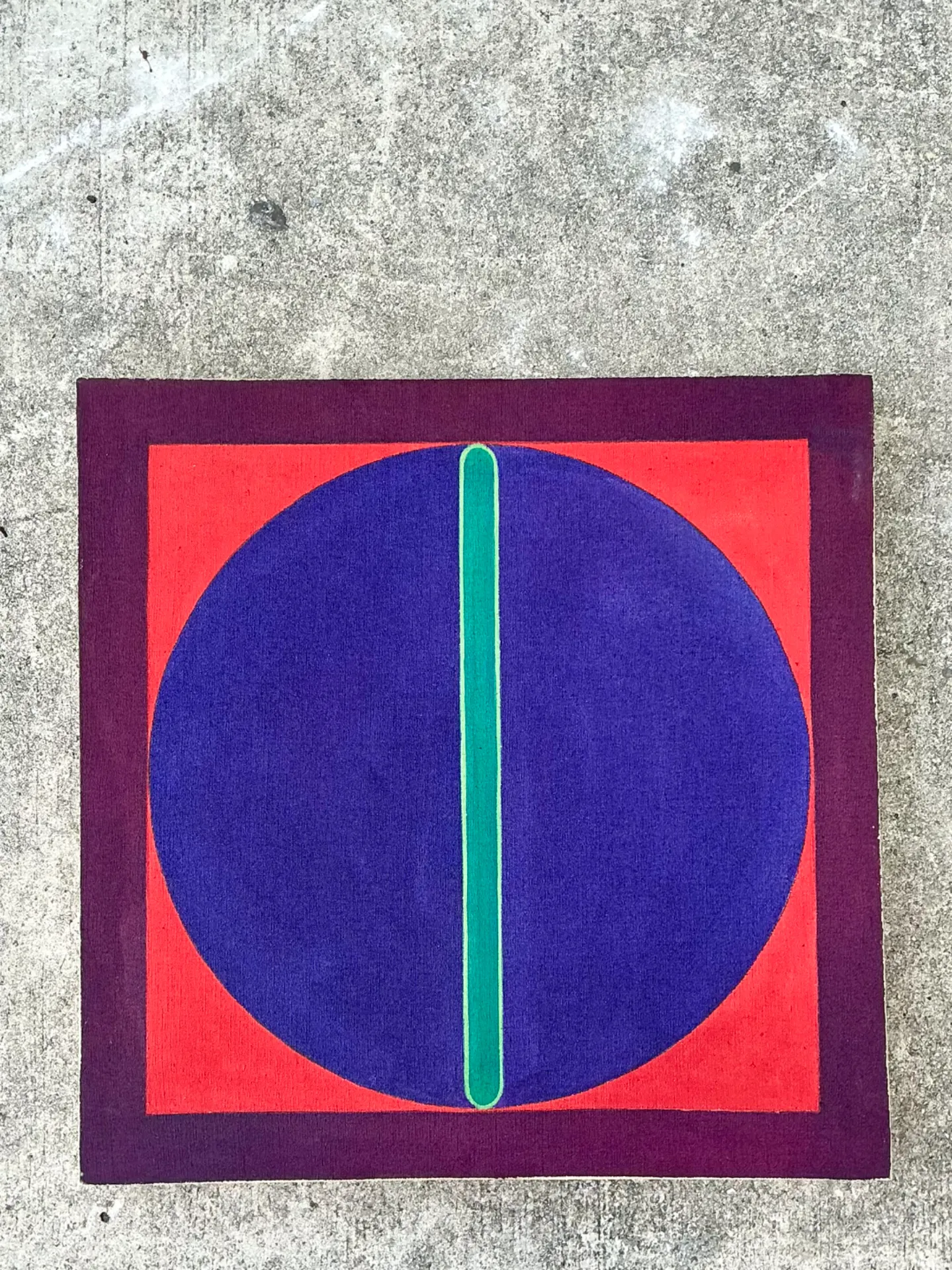 Vintage Geometric Abstract Painting On Canvas — additional photo 4