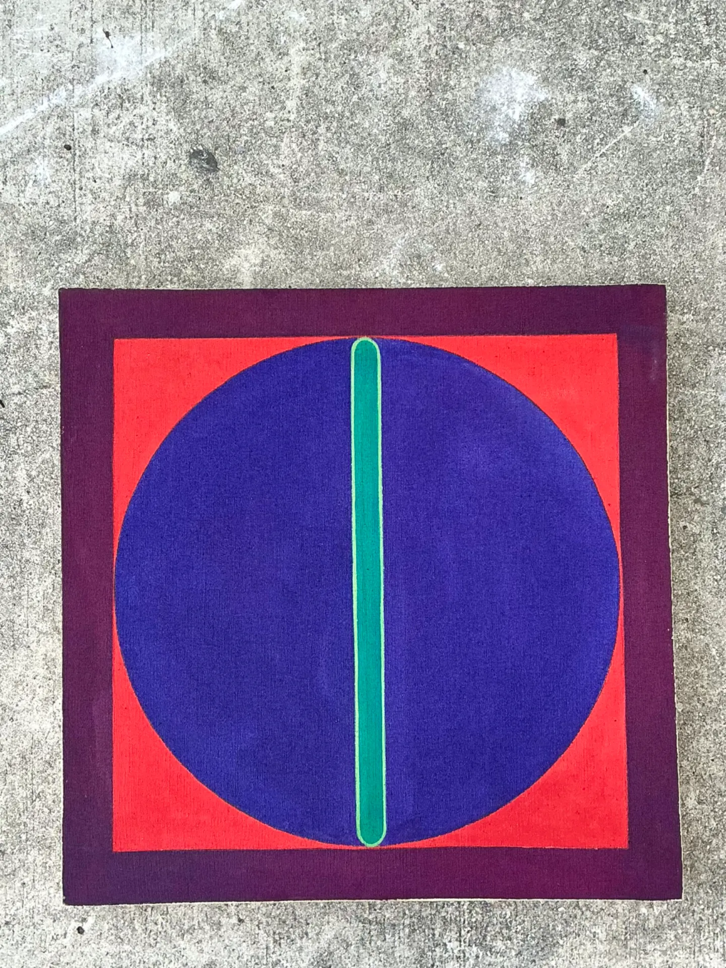 Vintage Geometric Abstract Painting On Canvas — additional photo 3