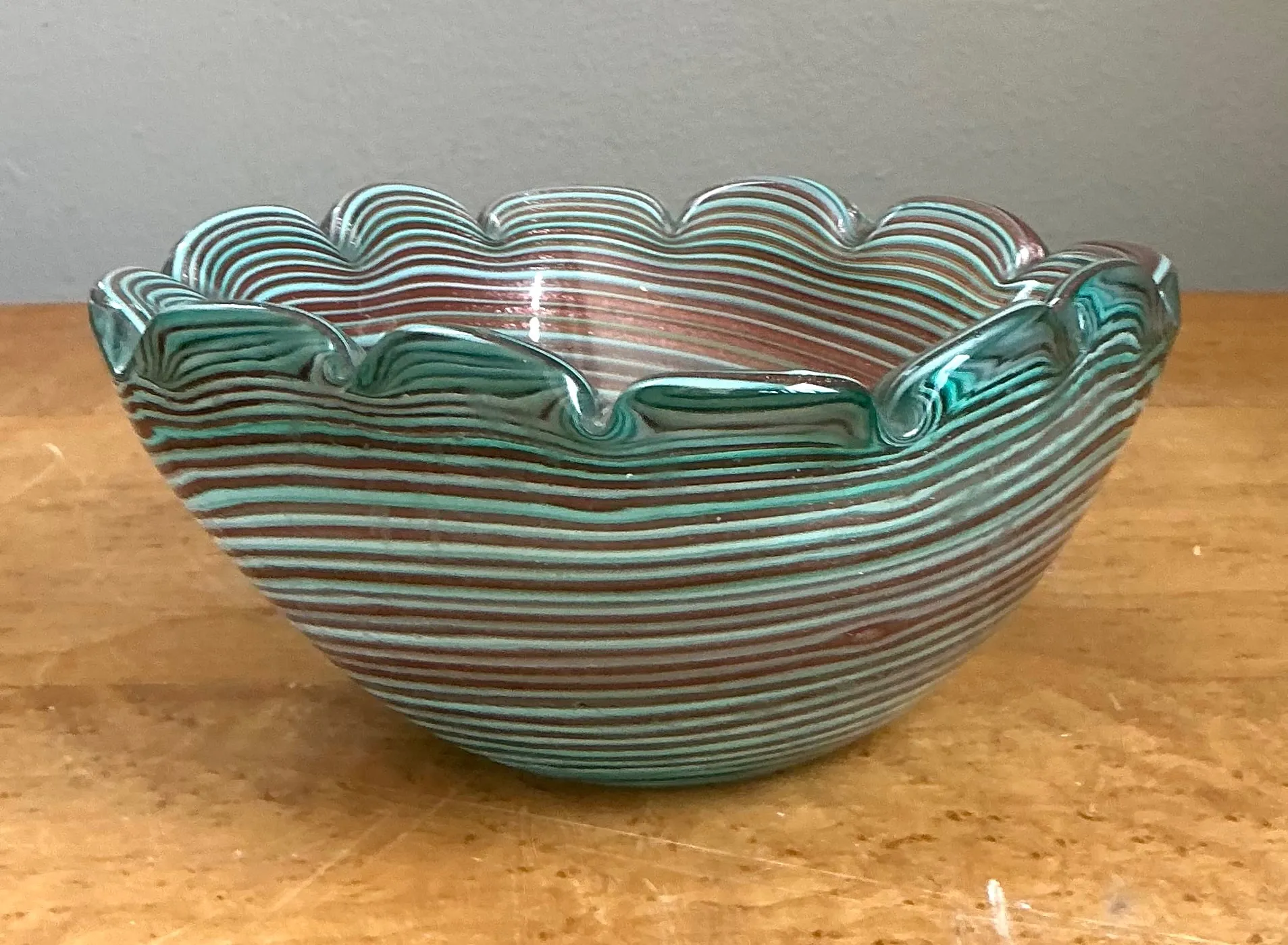 Vintage Murano Striped Glass Bowl — additional photo 1