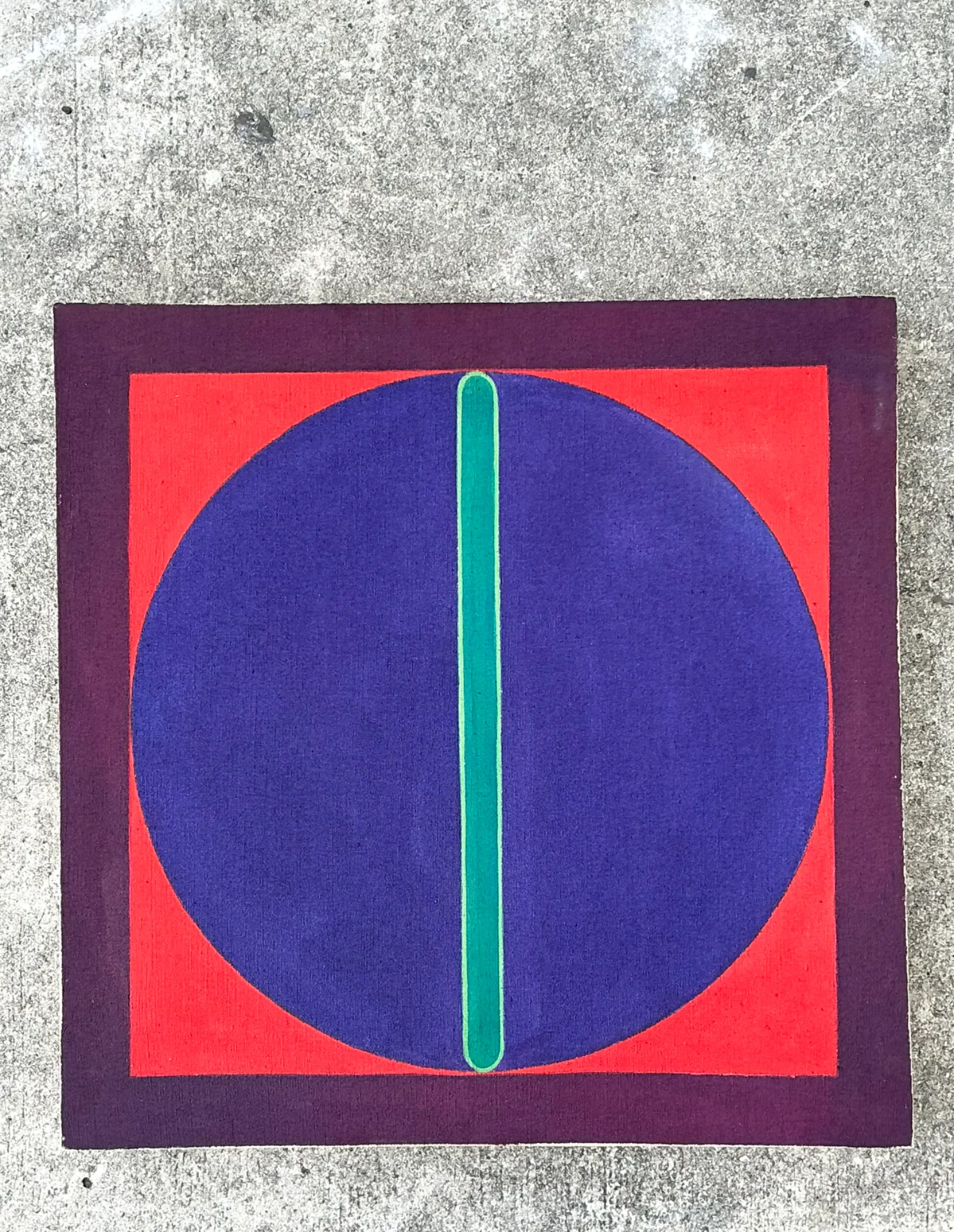 Vintage Geometric Abstract Painting On Canvas — additional photo 1
