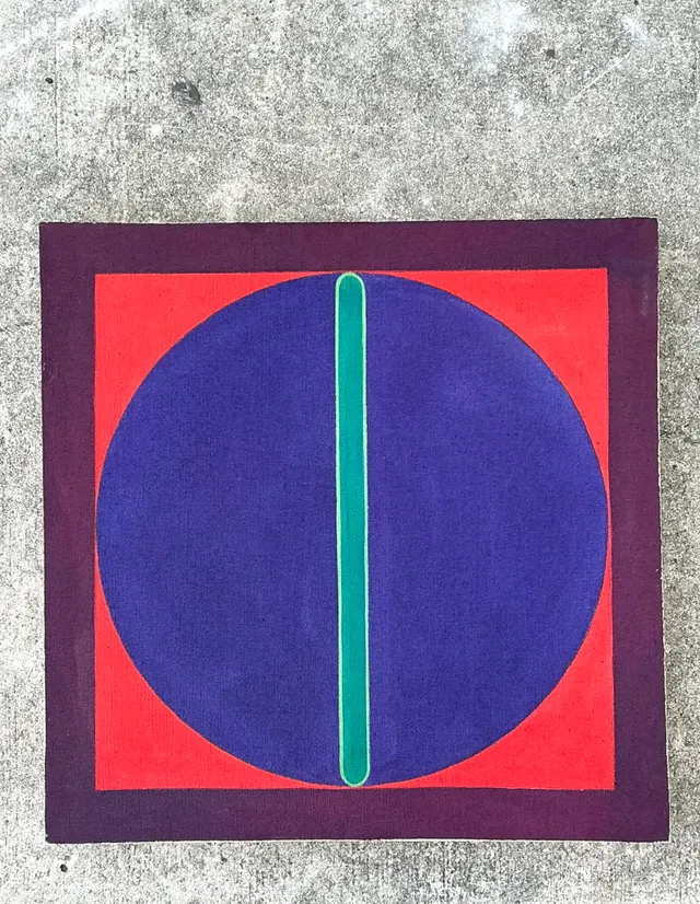 Vintage Geometric Abstract Painting On Canvas — additional photo 1
