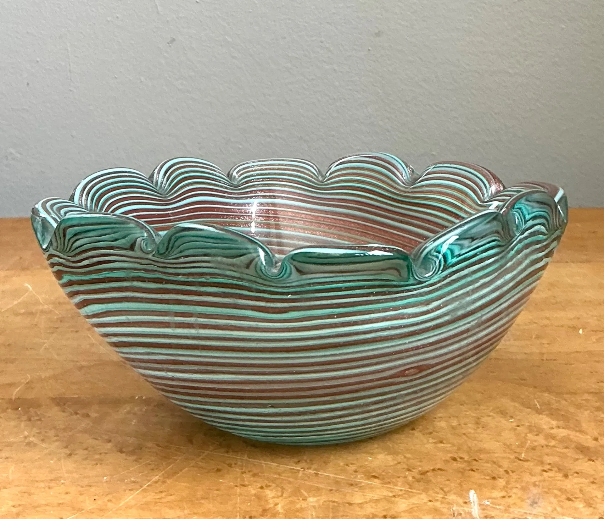 Vintage Murano Striped Glass Bowl — additional photo 4