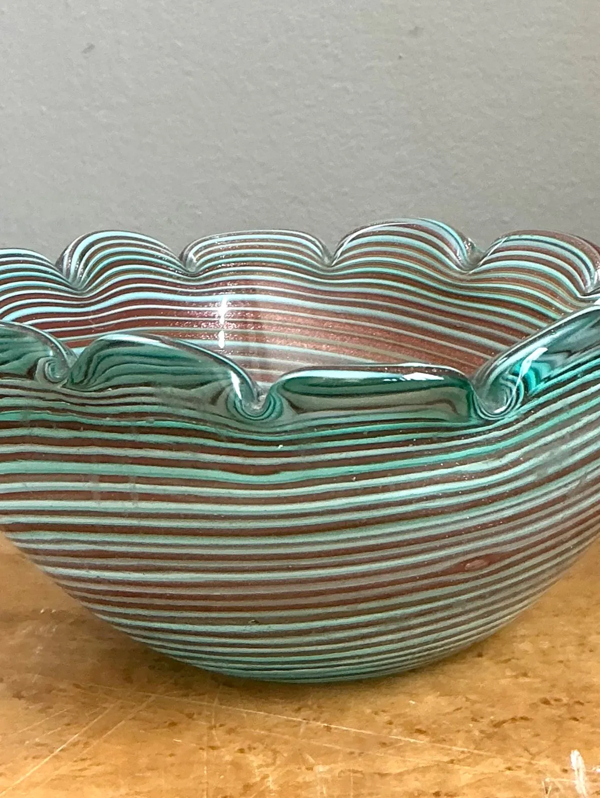 Vintage Murano Striped Glass Bowl — additional photo 7