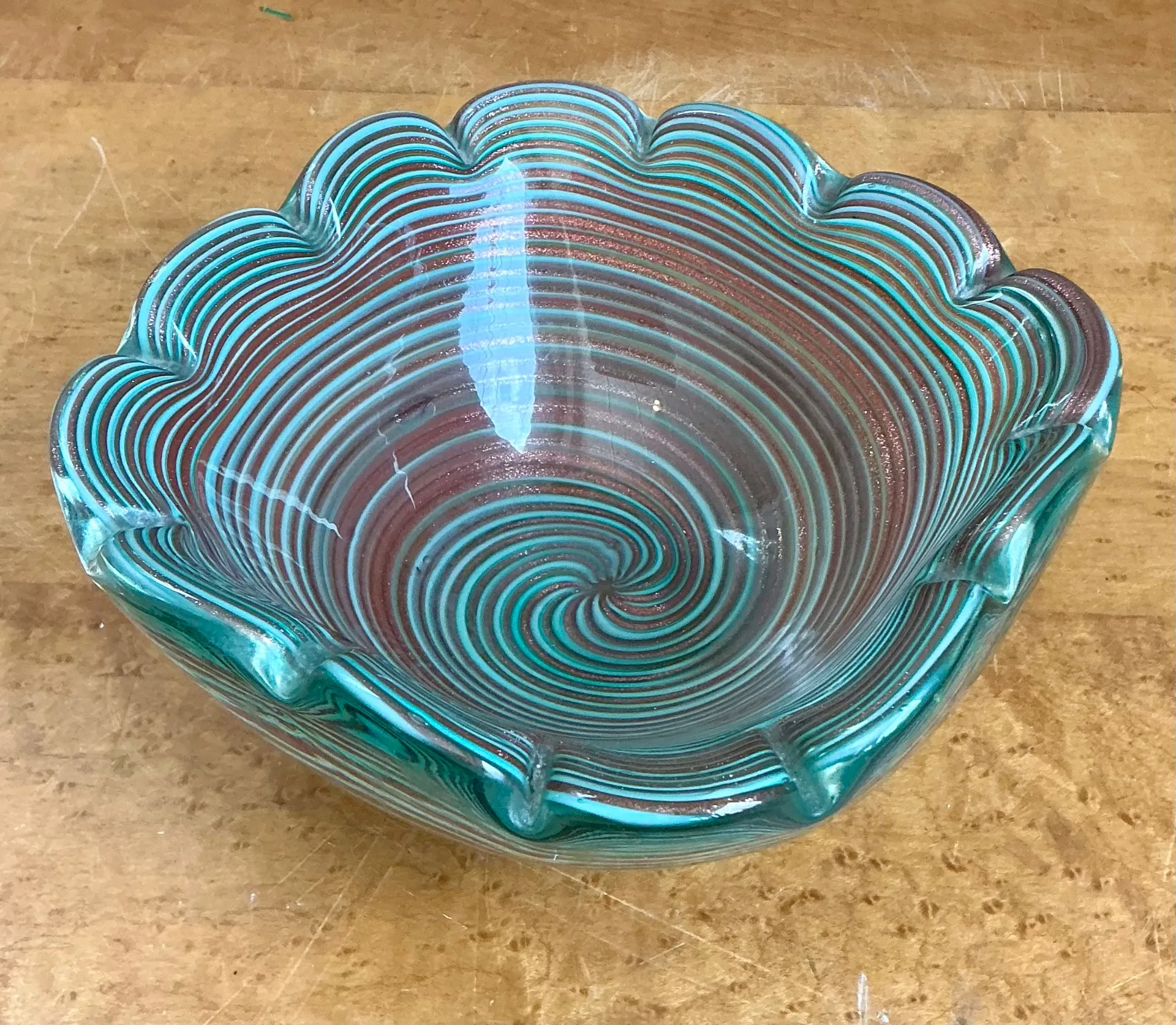 Vintage Murano Striped Glass Bowl — additional photo 3