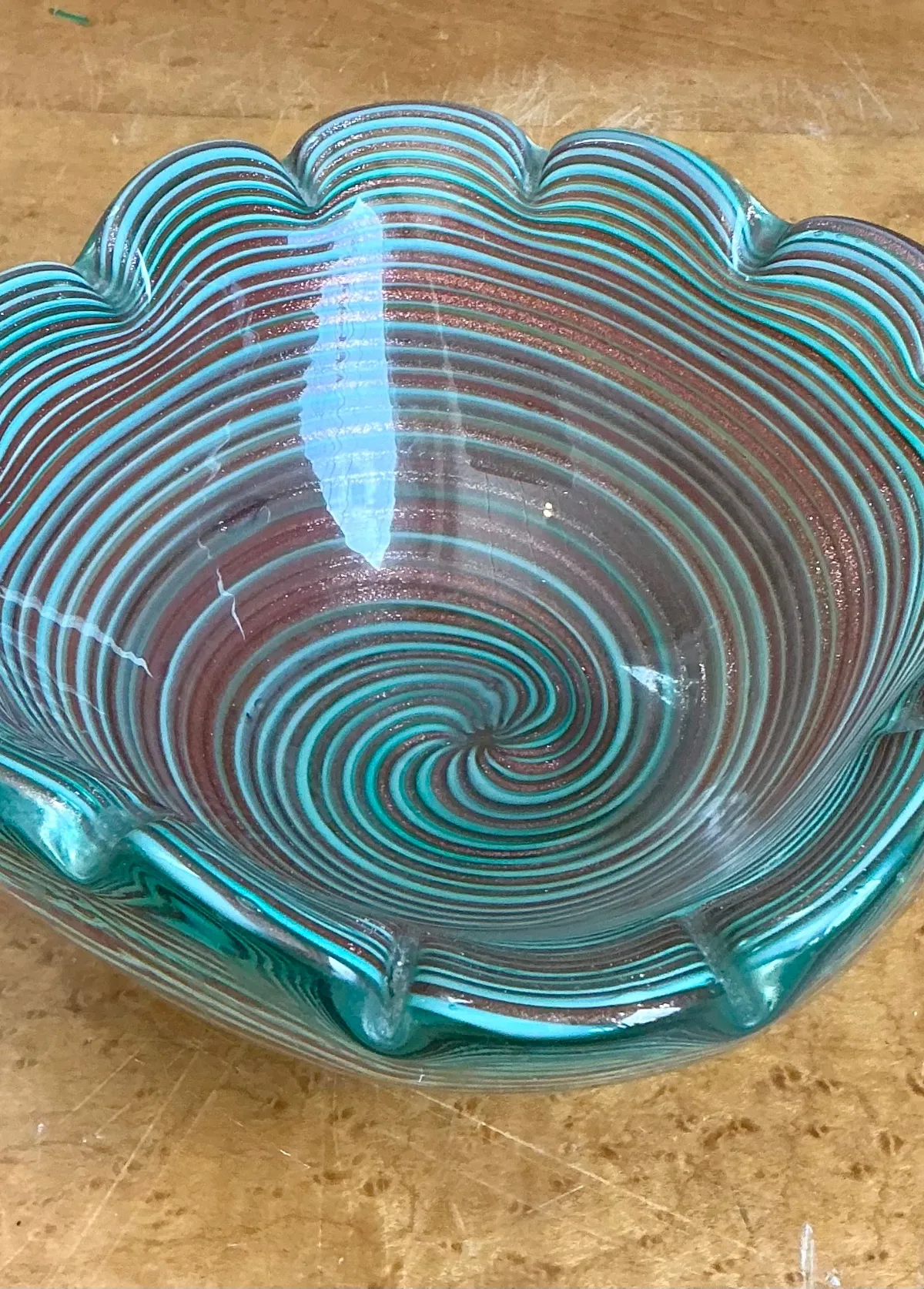 Vintage Murano Striped Glass Bowl — additional photo 3