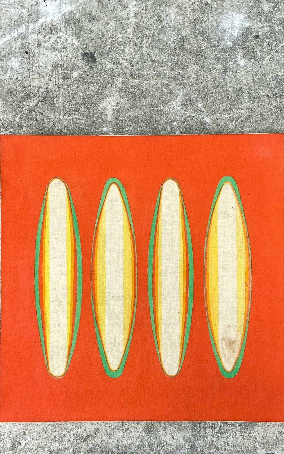 Vintage Geometric Abstract Painting On Canvas