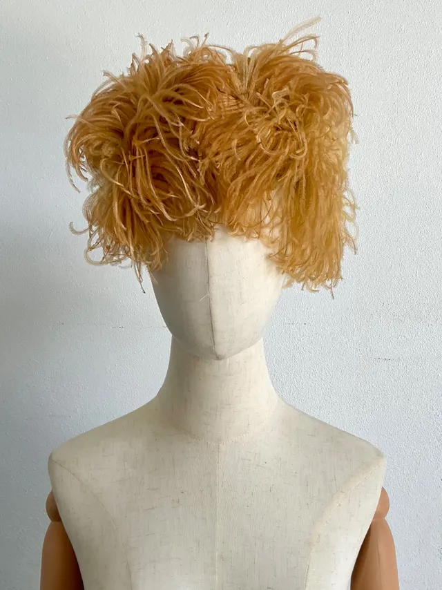 Vintage Ostrich Feather Hat With Velvet Bow — additional photo 6