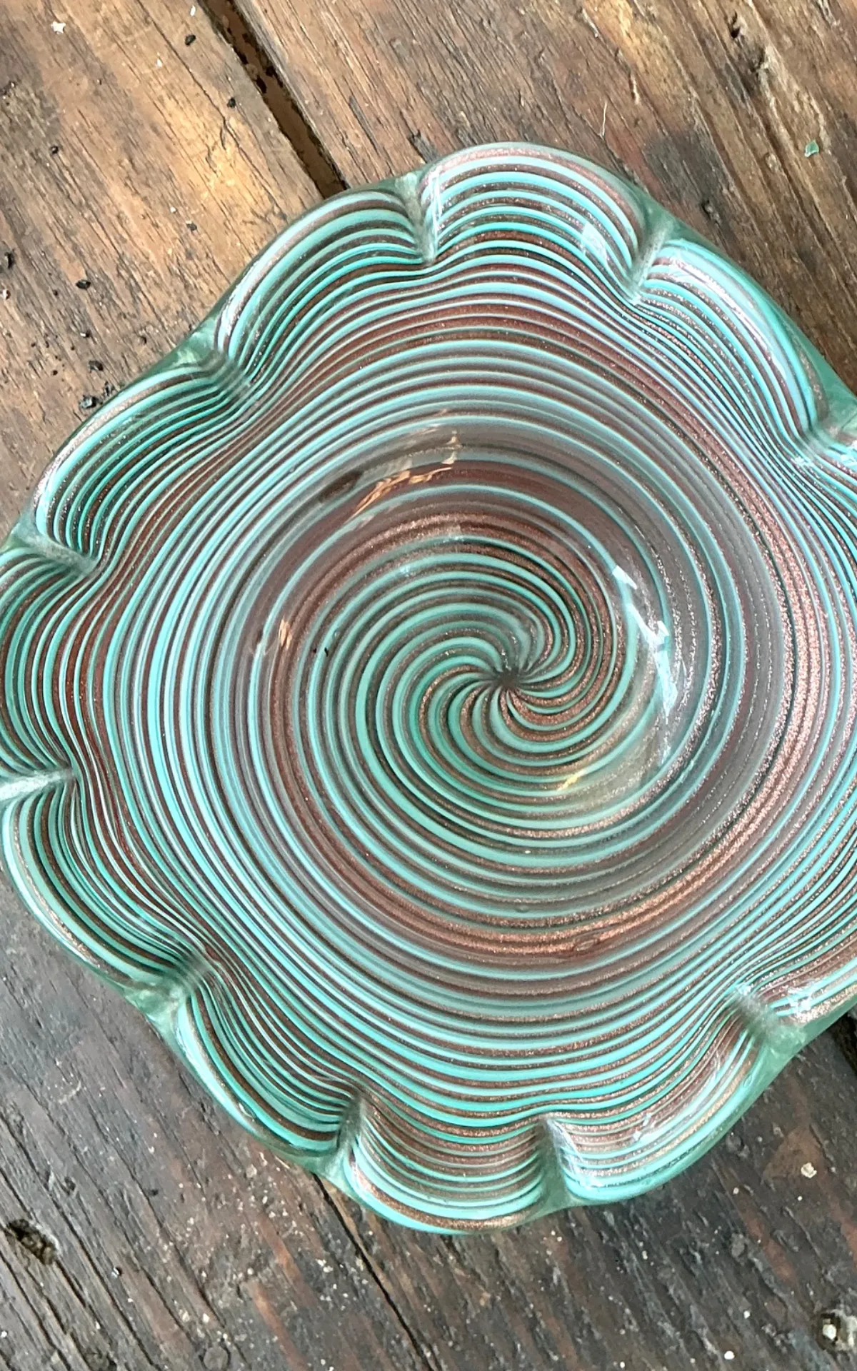 Vintage Murano Striped Glass Bowl — additional photo 2