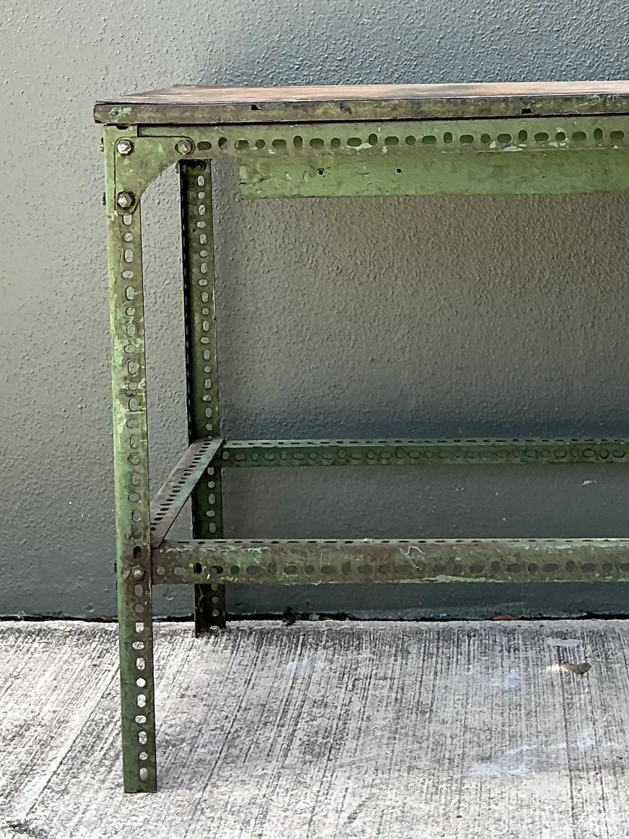 Vintage Industrial Metal and Wood Workbench Table — additional photo 7