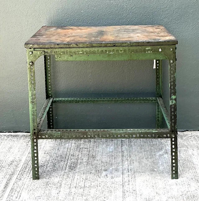 Vintage Industrial Metal and Wood Workbench Table — additional photo 6
