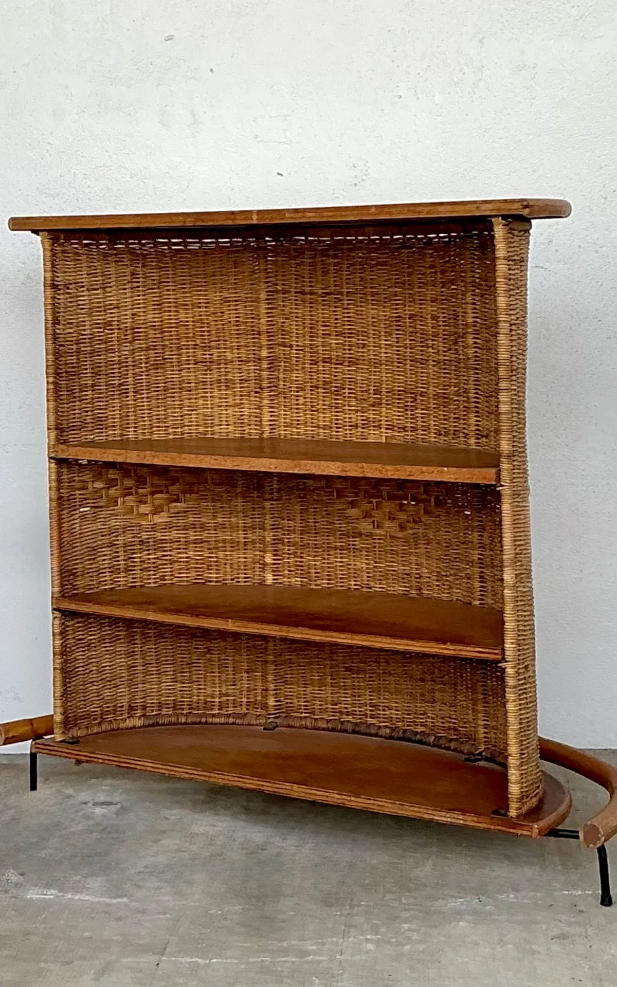 Vintage Diamond Weave Rattan Dry Bar — additional photo 4