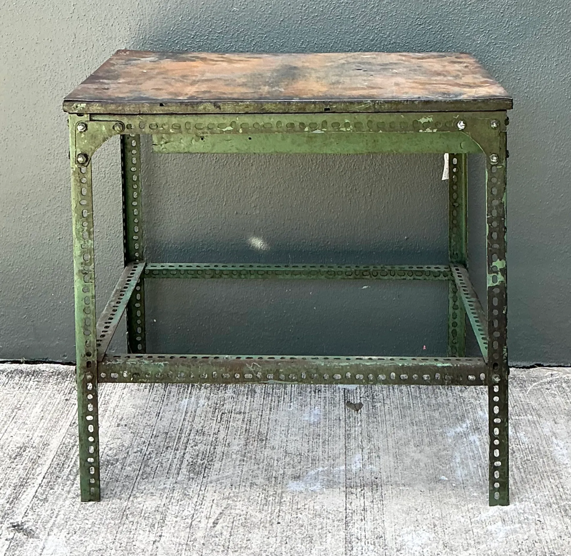 Vintage Industrial Metal and Wood Workbench Table — additional photo 8