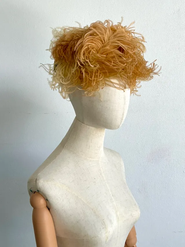 Vintage Ostrich Feather Hat With Velvet Bow — additional photo 2