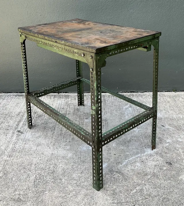 Vintage Industrial Metal and Wood Workbench Table — additional photo 4