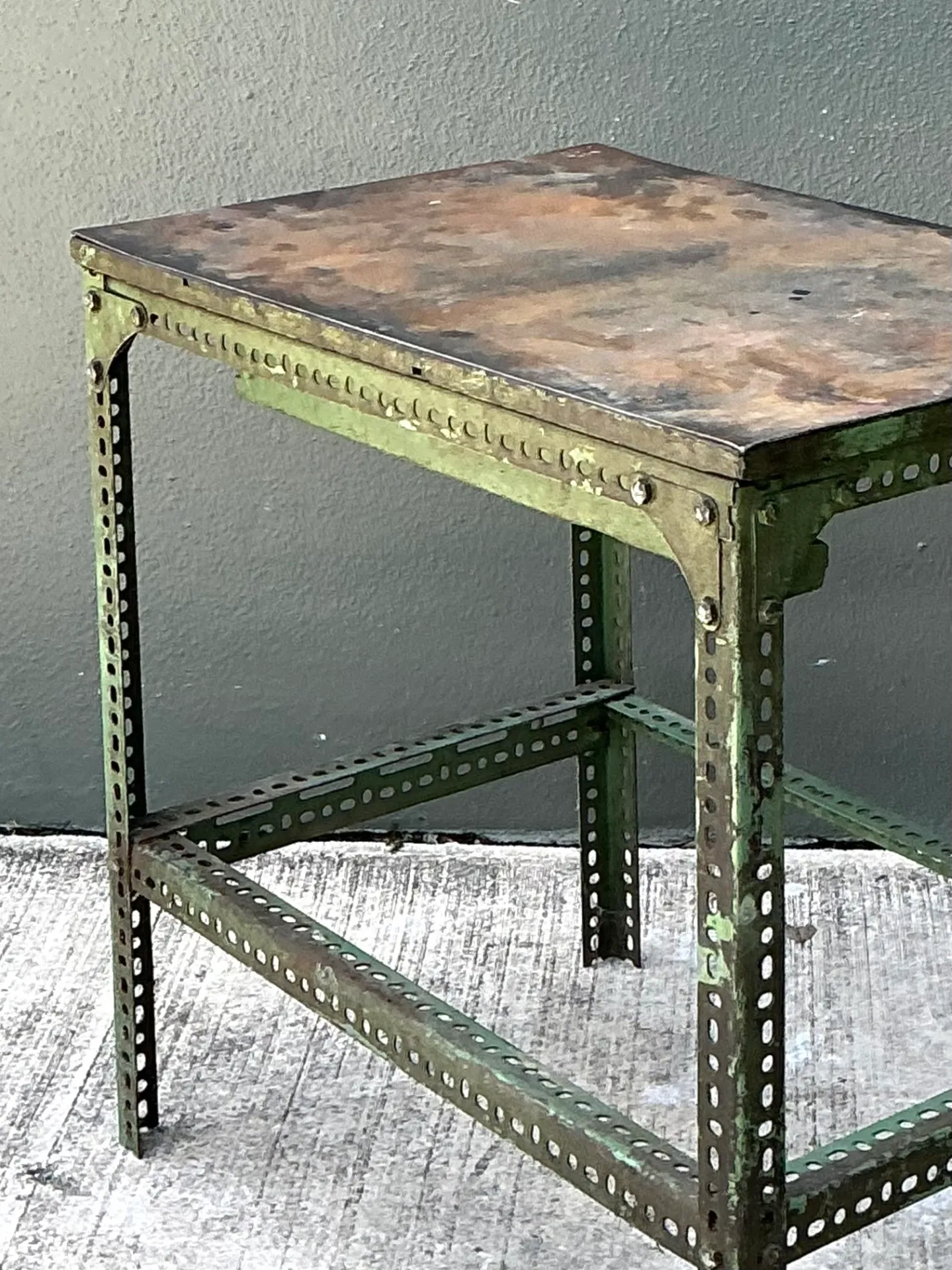 Vintage Industrial Metal and Wood Workbench Table — additional photo 1