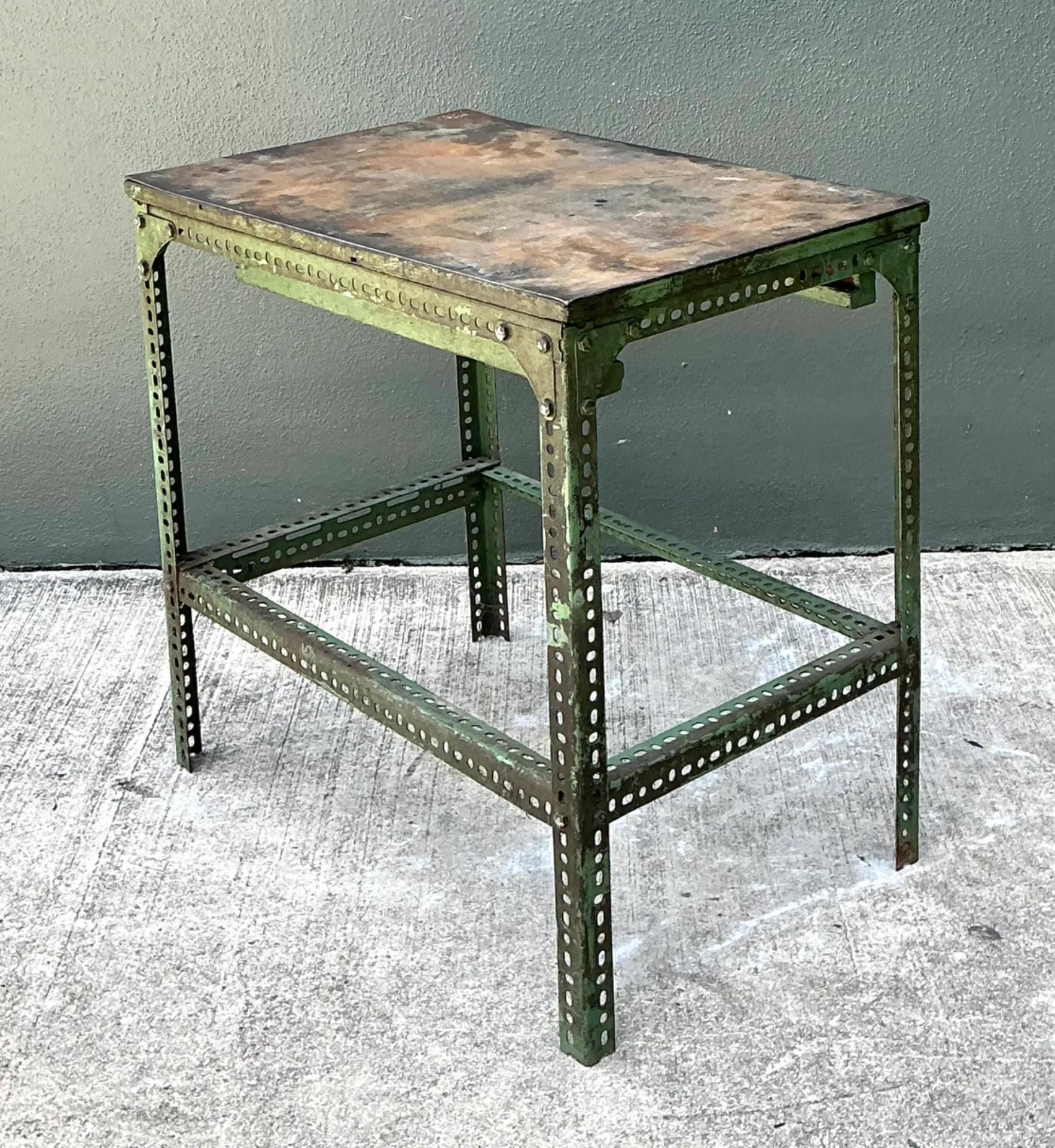 Vintage Industrial Metal and Wood Workbench Table — additional photo 3