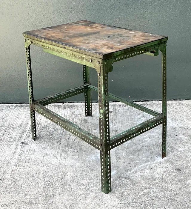 Vintage Industrial Metal and Wood Workbench Table — additional photo 3