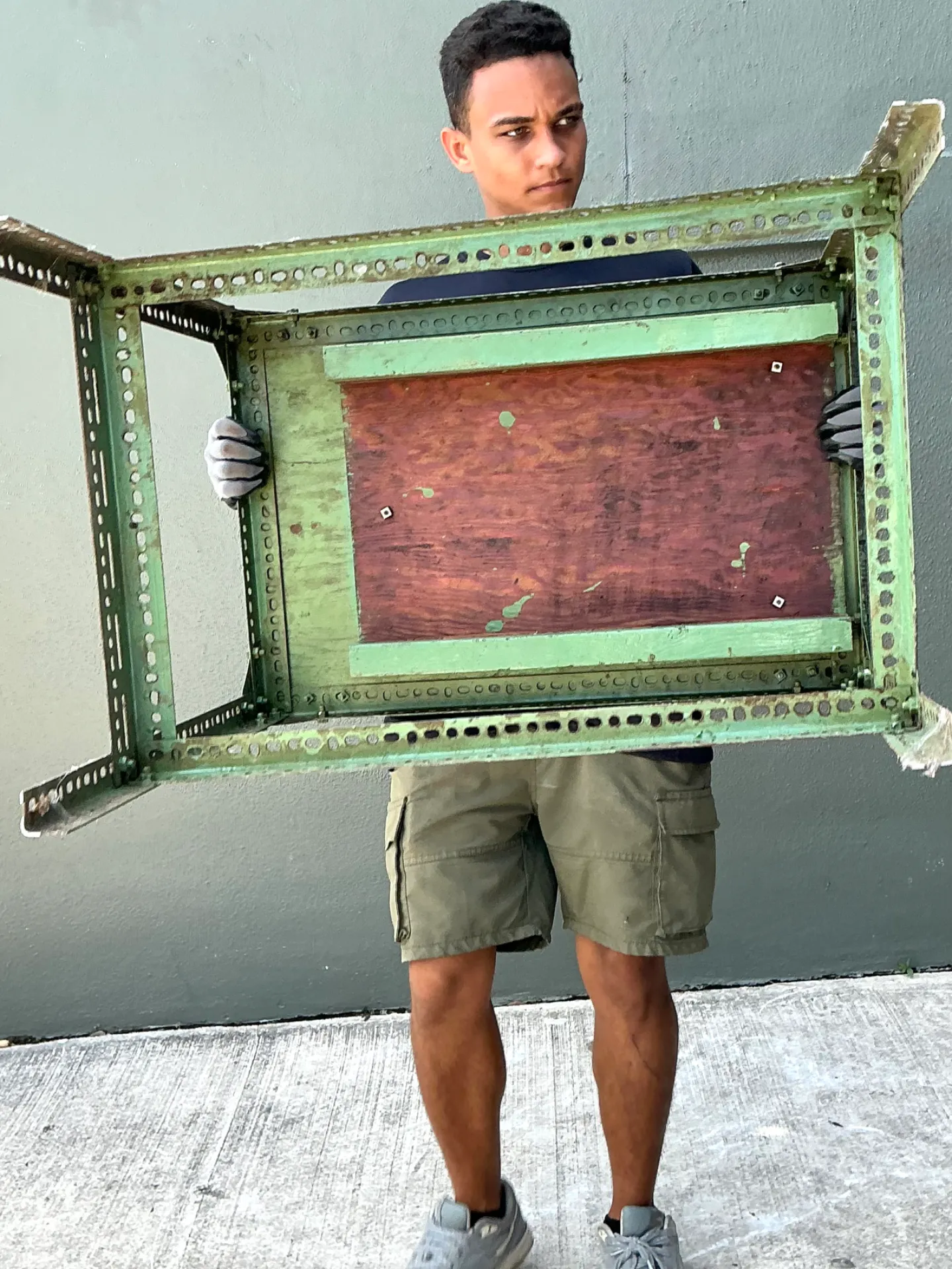 Vintage Industrial Metal and Wood Workbench Table — additional photo 5