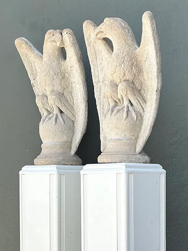 Vintage Cast Cement Eagle Statues - Pair — additional photo 1