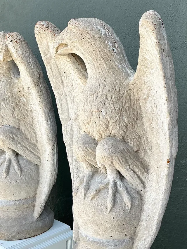 Vintage Cast Cement Eagle Statues - Pair — additional photo 2