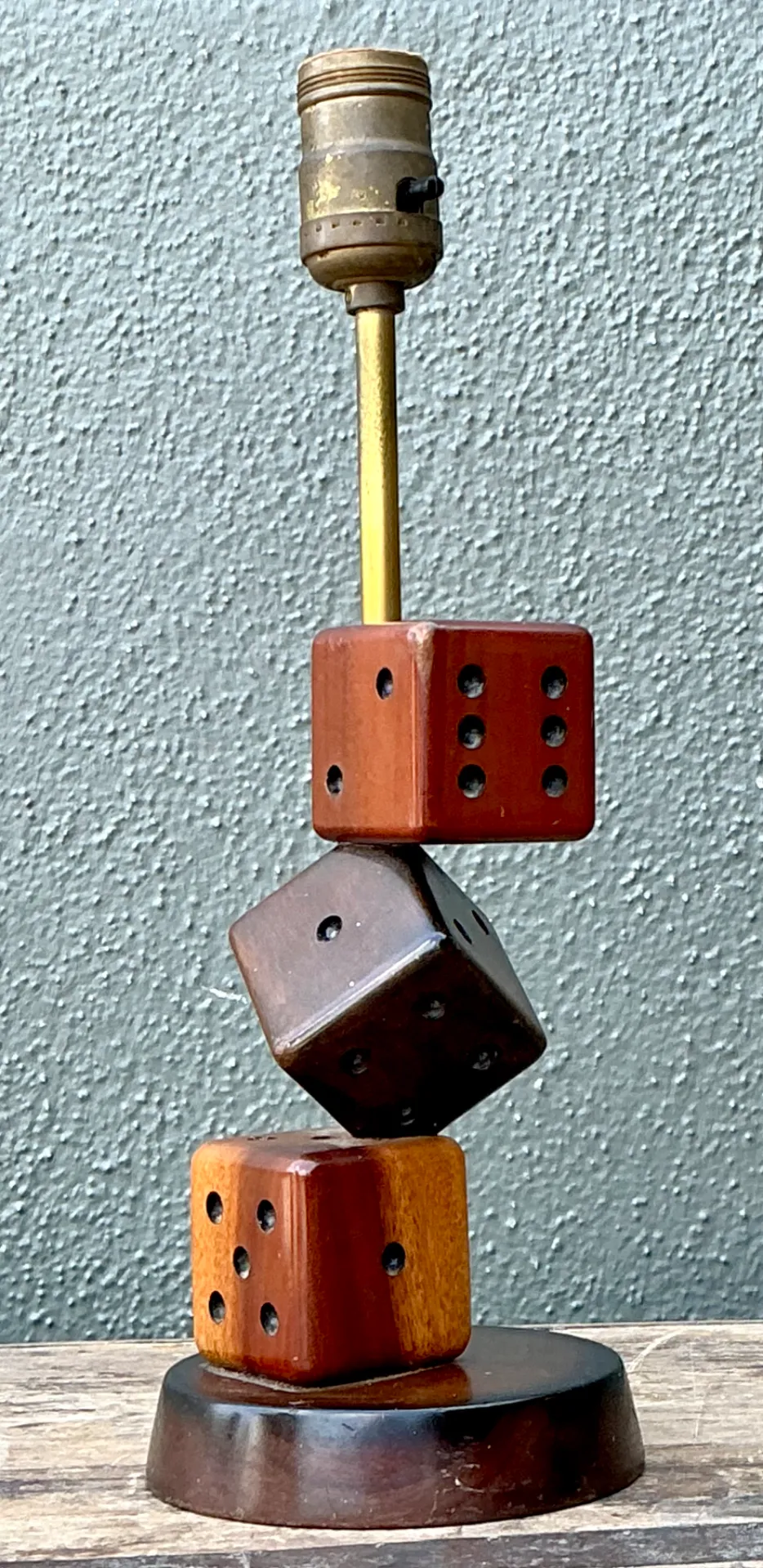 Vintage Wood Dice Desk Lamp — additional photo 2
