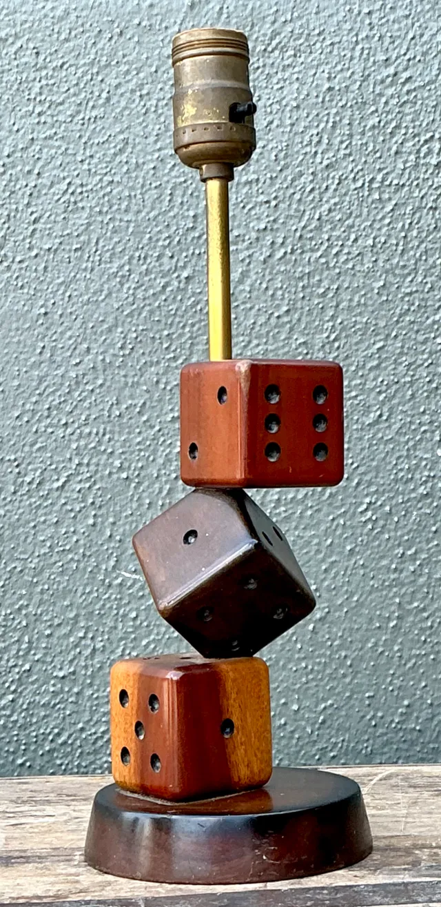Vintage Wood Dice Desk Lamp — additional photo 2