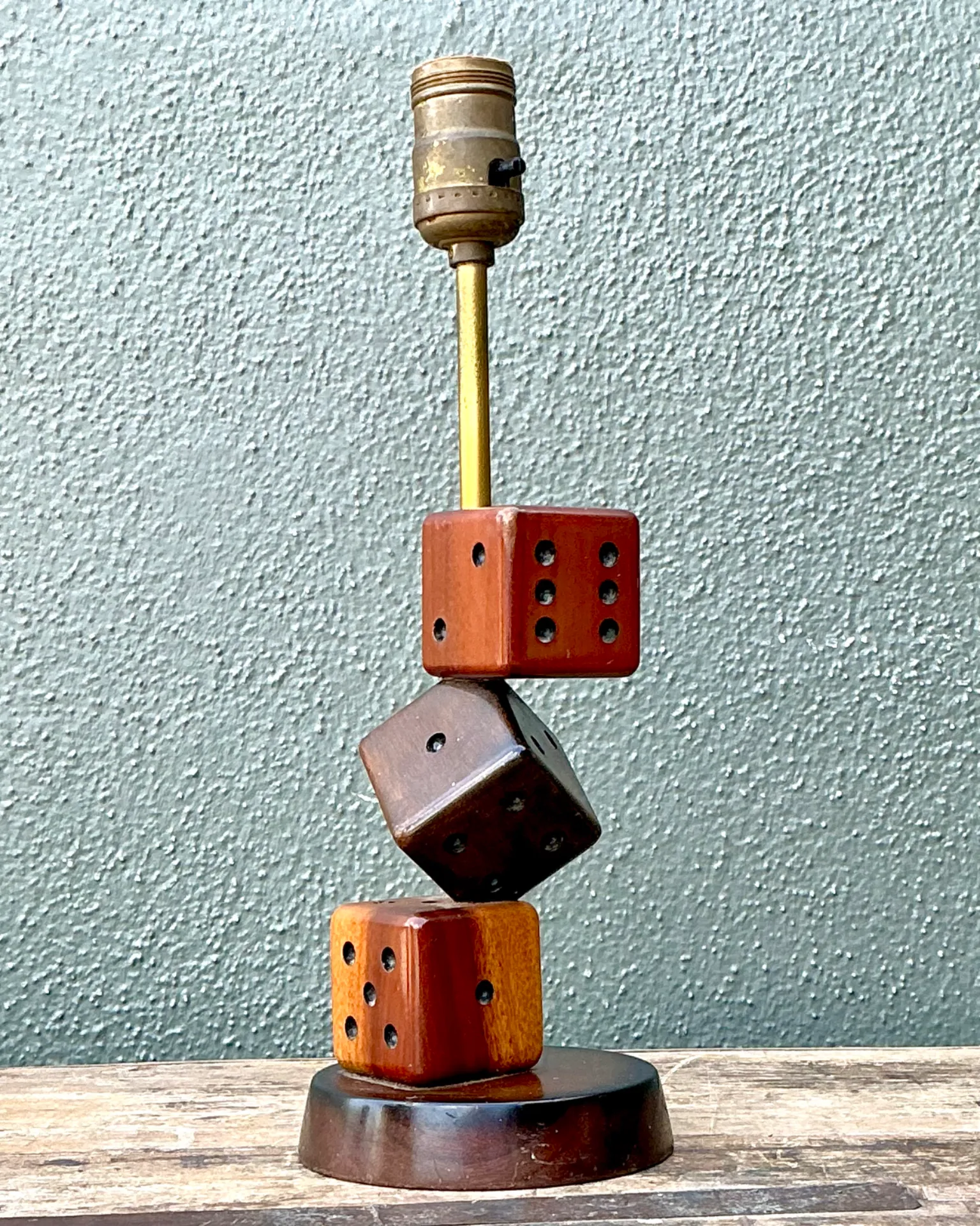 Vintage Wood Dice Desk Lamp — additional photo 1